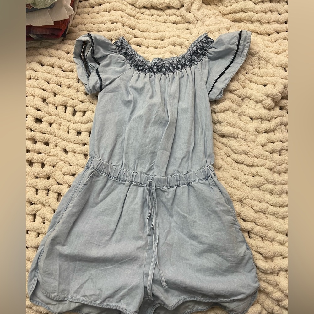 Francesca’s fo-denim off the shoulder romper size small